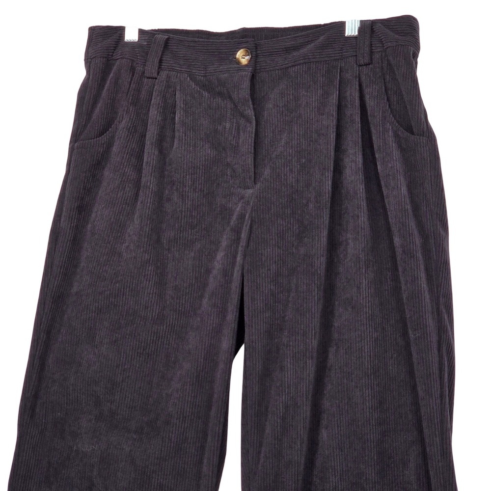 Halara Women Large Corduroy Wide Leg Pleated Pants Black High Rise CS4DY Stretch